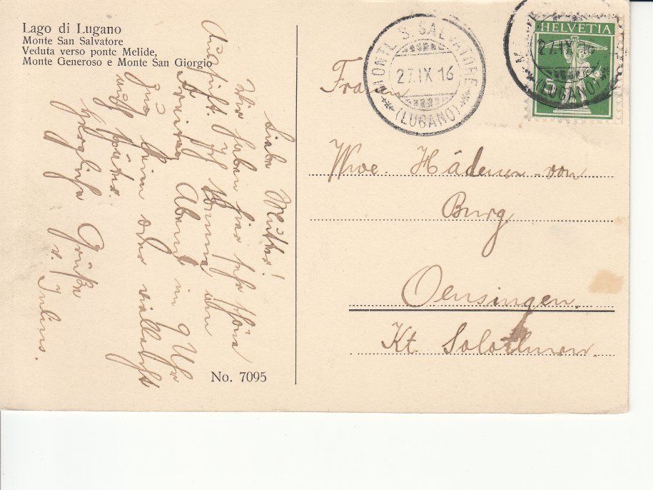 Ansichtskarten: Monte San Salvatore 1916 – Gebraucht aus Bürglen TG von StampGraf 1