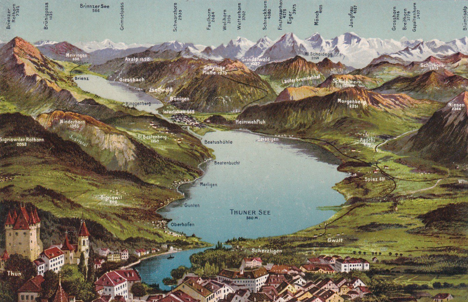 Cartoline postali: Thuner See  Panorama 1915 – Usato da Cormoret venduto da Pascalll2001