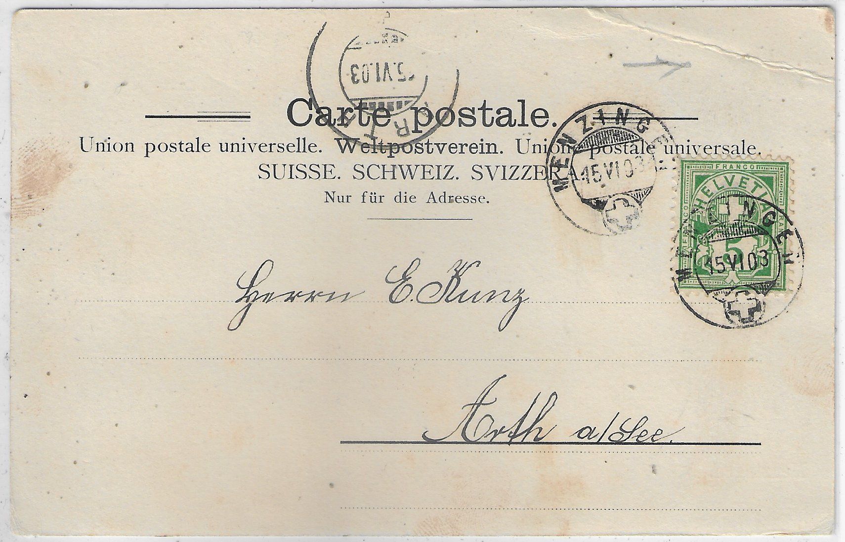 Cartoline postali: Menzingen - Töchterpensionat und Lehrerinnenseminar – Difettoso da Ettingen venduto da Kartenplanet 1