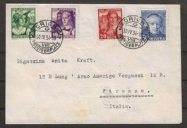 1933 : Pro Juventute Serie auf Brief nach Italien