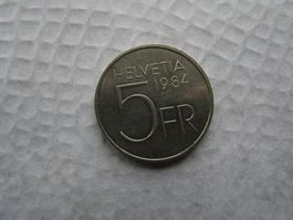 5 Franken 1984 Helvetia Münze - A. Piccard           (Nr.16)