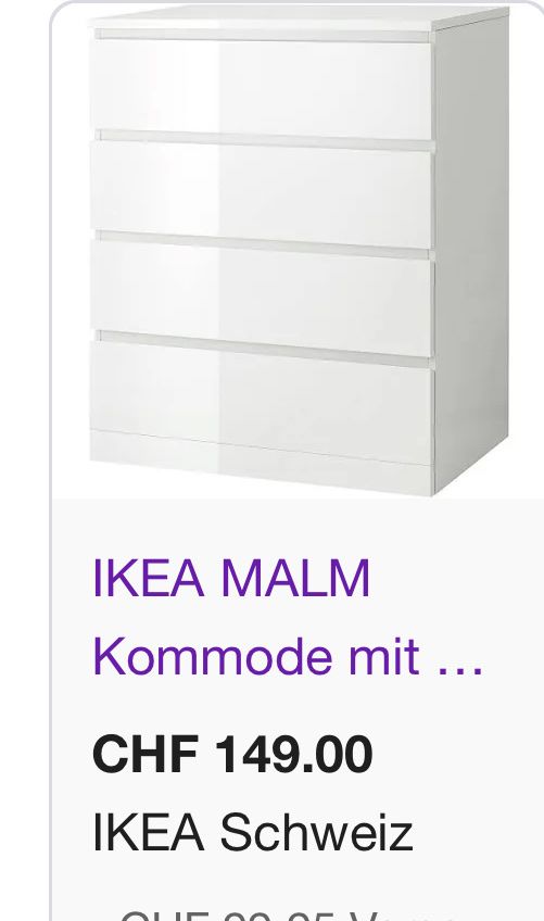 Ikea Commodes: 2 Stück Ikea Malm weiss hochglanz – D'occasion à Schlatt TG par sarinasarina 1