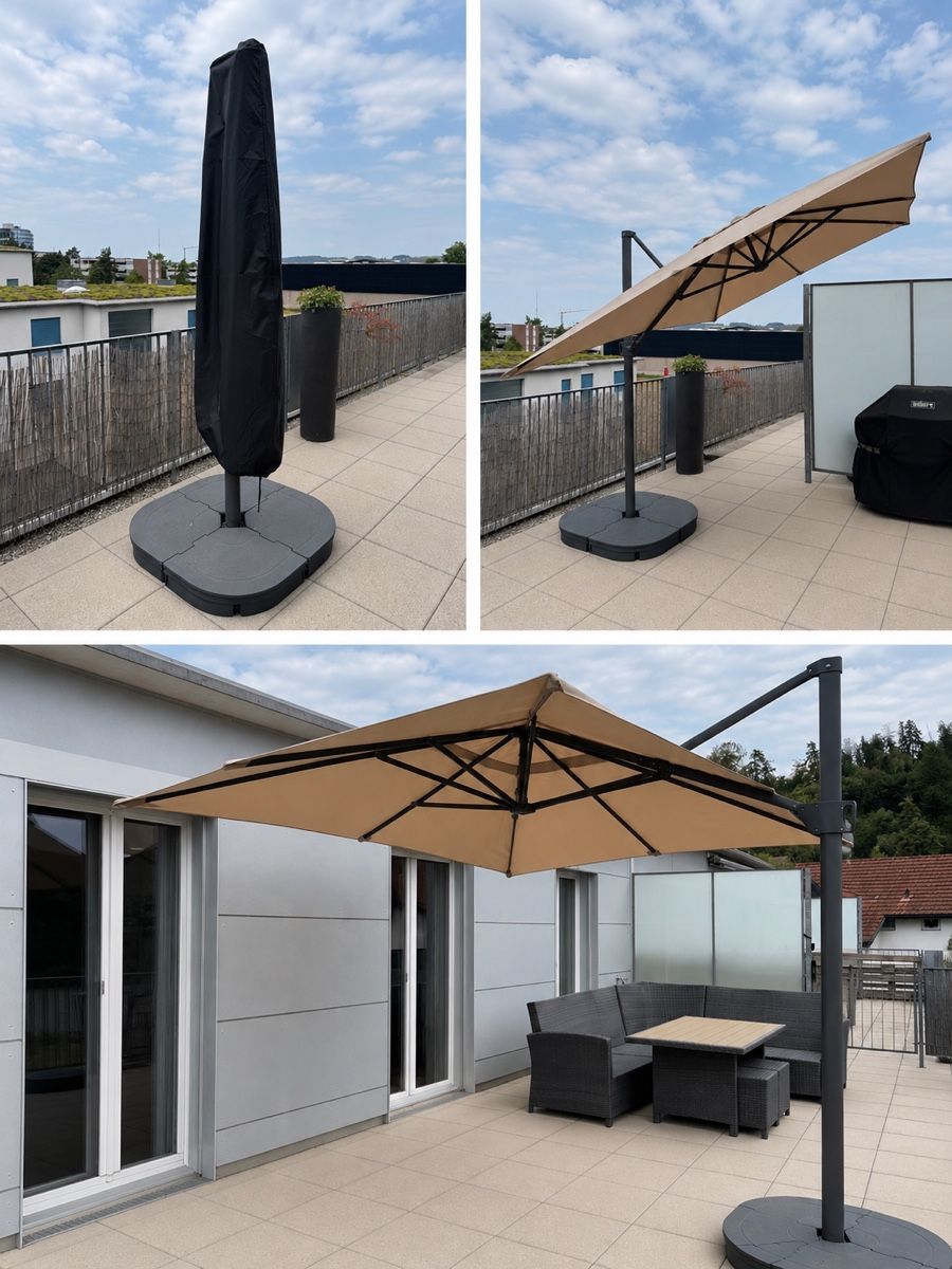 Ikea Ombrelloni: Sonnenschirm 240 x 330cm Anthrazit mit Hülle – Usato da Frauenfeld venduto da SALES64