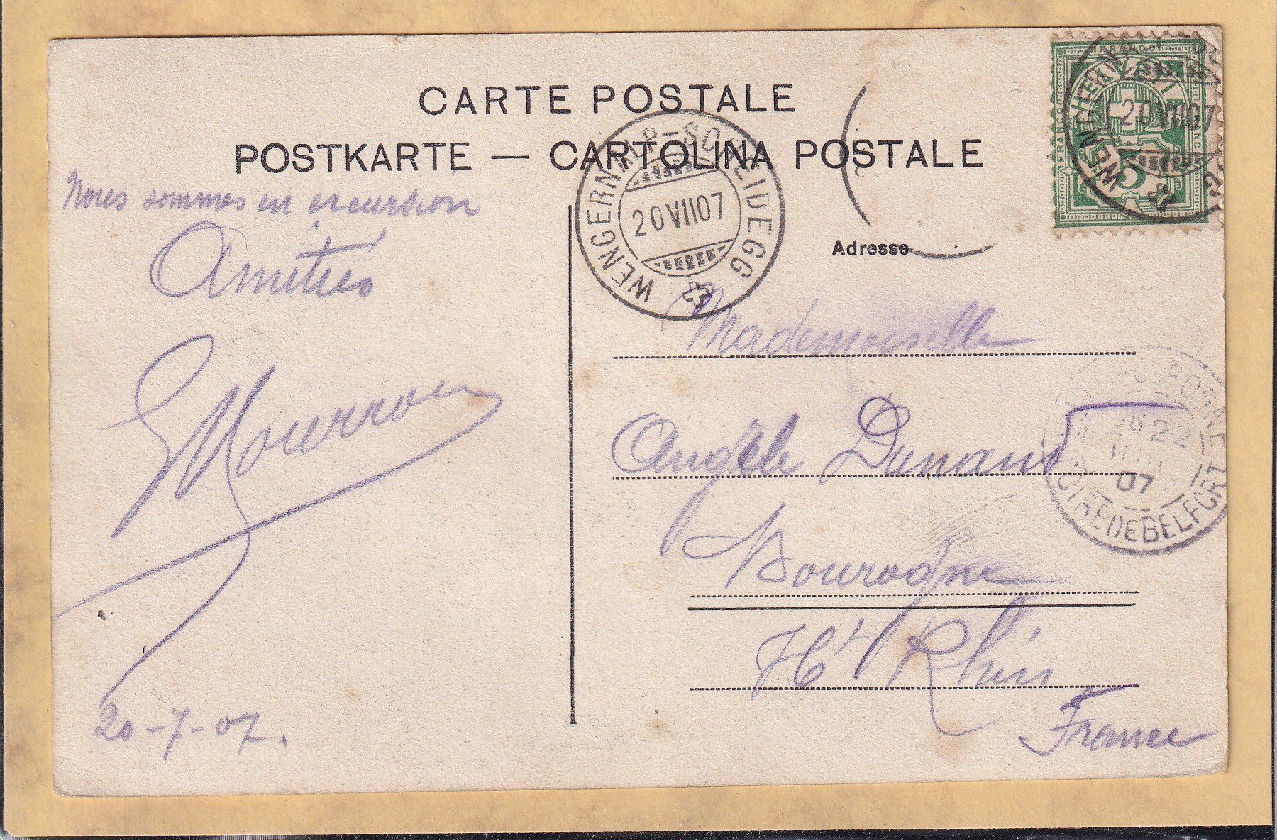 Cartes postales: Kleine Scheidegg - 1907 – D'occasion à Orvin par Pyaeschli 1