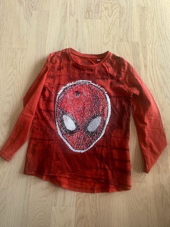 Spider-Man Langarmshirt rot Wendepailletten Grösse 122
