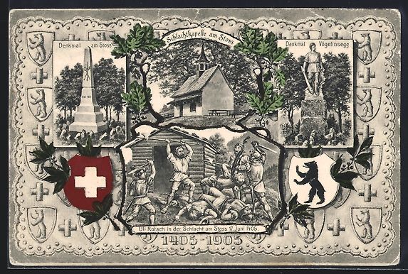 Cartoline postali: Pass Stoss, Schlachtkapelle am Stoss, De – Usato da Berlin venduto da bartko-reher