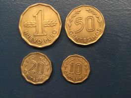 4 Münzen Uruguay  1Peso 50 / 20 / 10 Centesimos