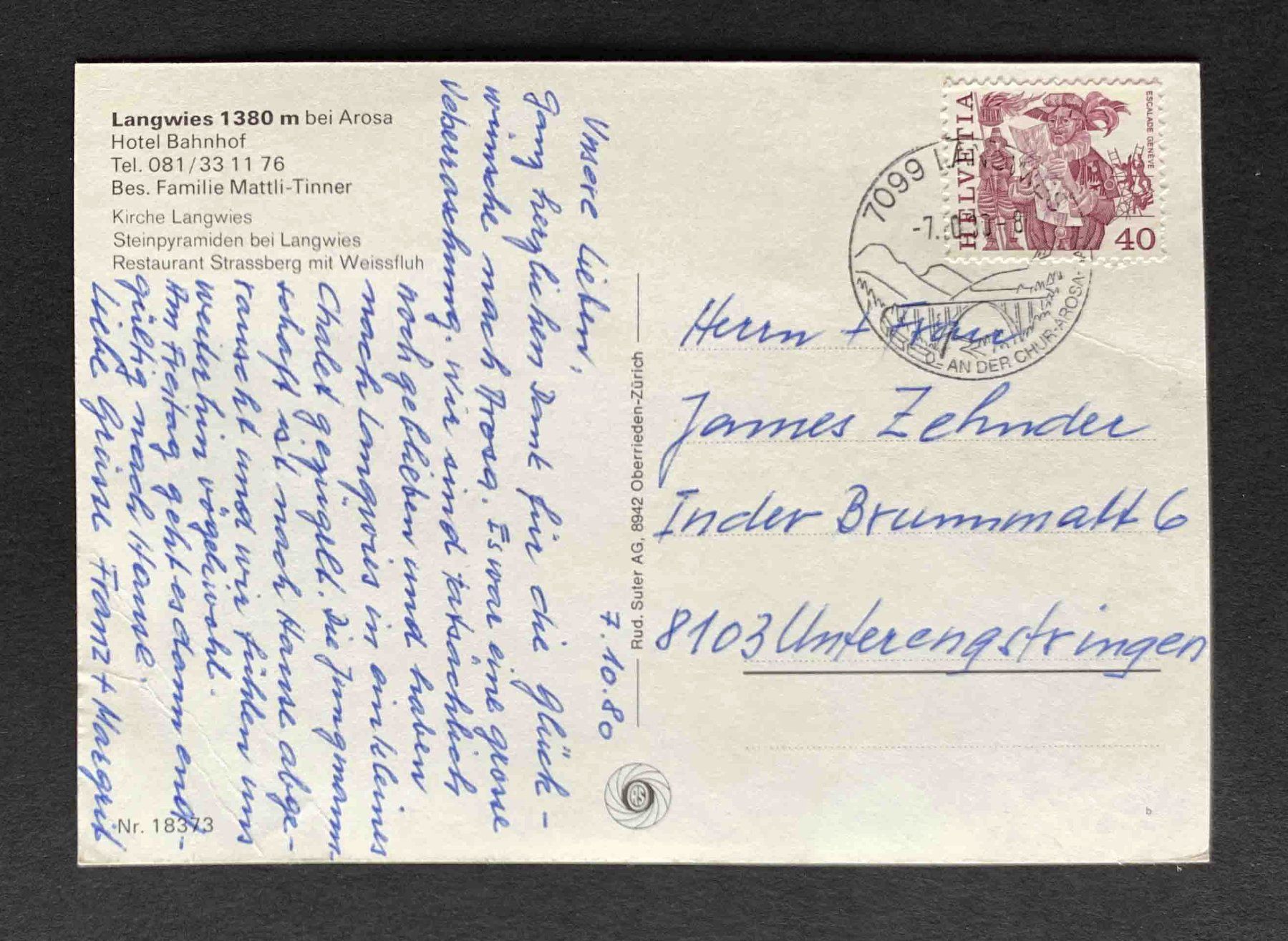Cartoline postali: AK Langwies bei Arosa – Usato da Goldau venduto da artelier1 1