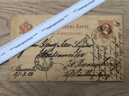 1882 Postkarte Österreich - Deutschland AK