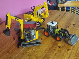 3 Baufahrzeuge Spielzeug Bagger Traktor Muldenkipper