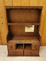 Alter Apothekerschrank aus Holz mit Spiegel und Schubladen