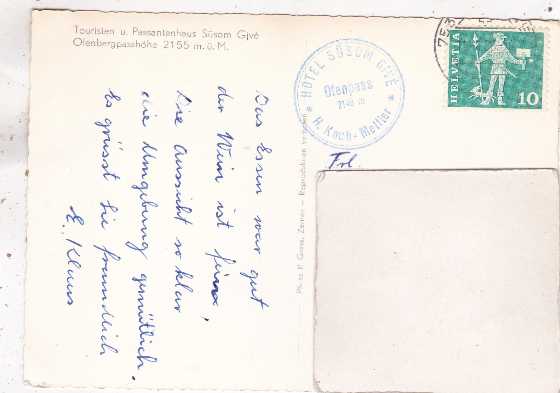Cartoline postali: Ofenbergpasshöhe Süsom Gjve 1966 – Usato da Herisau venduto da Lisegrat2008 1