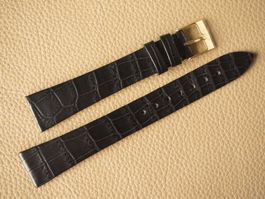 Krokodil NOS 19mm schwarz extralang Croco 19x14 Uhrenband