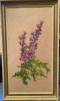 Quadro vintage con fiori lilla, firmato O. Lateltin