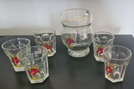 Glaskrug mit 5 Gläser von Zanolari Chur