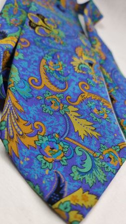 Elegante Vintage  KENZO Seidenkrawatte blau gemustert