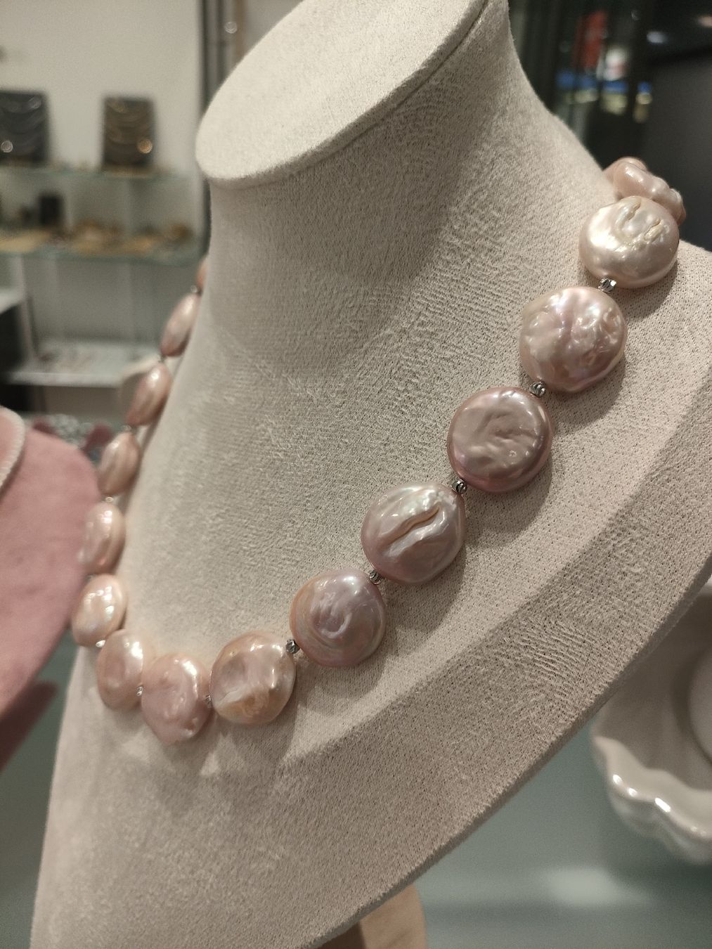 Catenine: Süsswasserperlen Kette Rosa  – Nuovo e nell'imballaggio originale da Bern venduto da Lidia.5 2