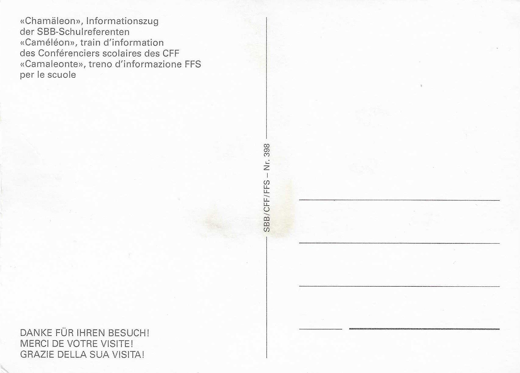Cartoline postali: Chamäleon Informationszug der SBB – Nuovo (secondo la descrizione) da Rothrist venduto da Stranglehold 1