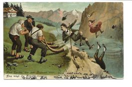 Alphorn blasen - Humor - Absturz in den Bergen Spruch - 1903