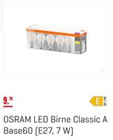 1PKg./5Stk. Glühbirnen OSRAM LED Classic A Base 60 E27/7W+++