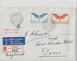 Luftpostbrief 1937 von Rorsch SG nach Dover England