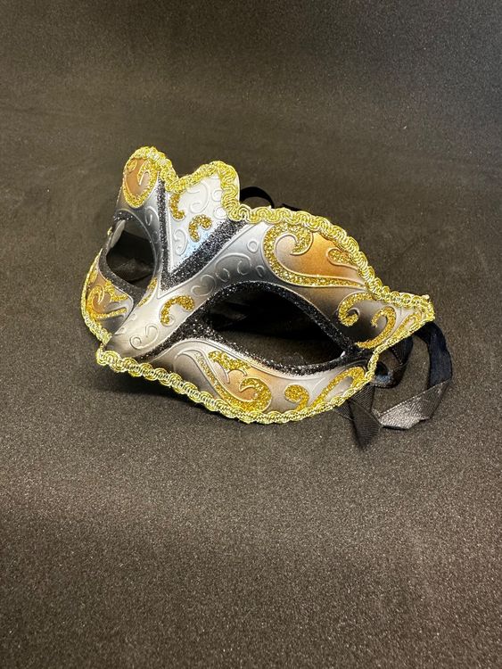 Danzetta Venezianische Maske Schwarz – Metall, Mit Kristallbesatz, Ca. 17 Cm Breit