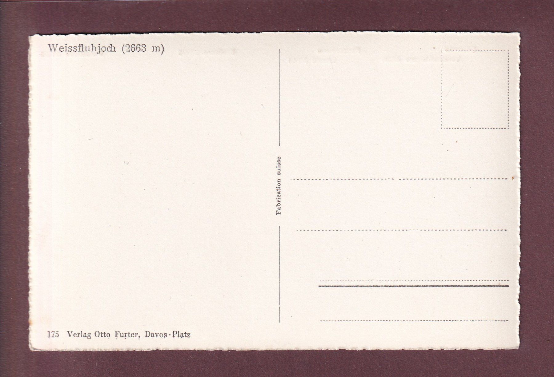 Cartes postales: WEISSFLUHJOCH – D'occasion à Pully par nicecards 1