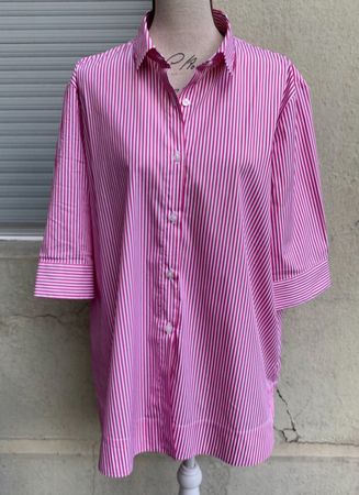Superbe blouse 75%coton ROSSANA DIVA rayée rouge/blanc t.