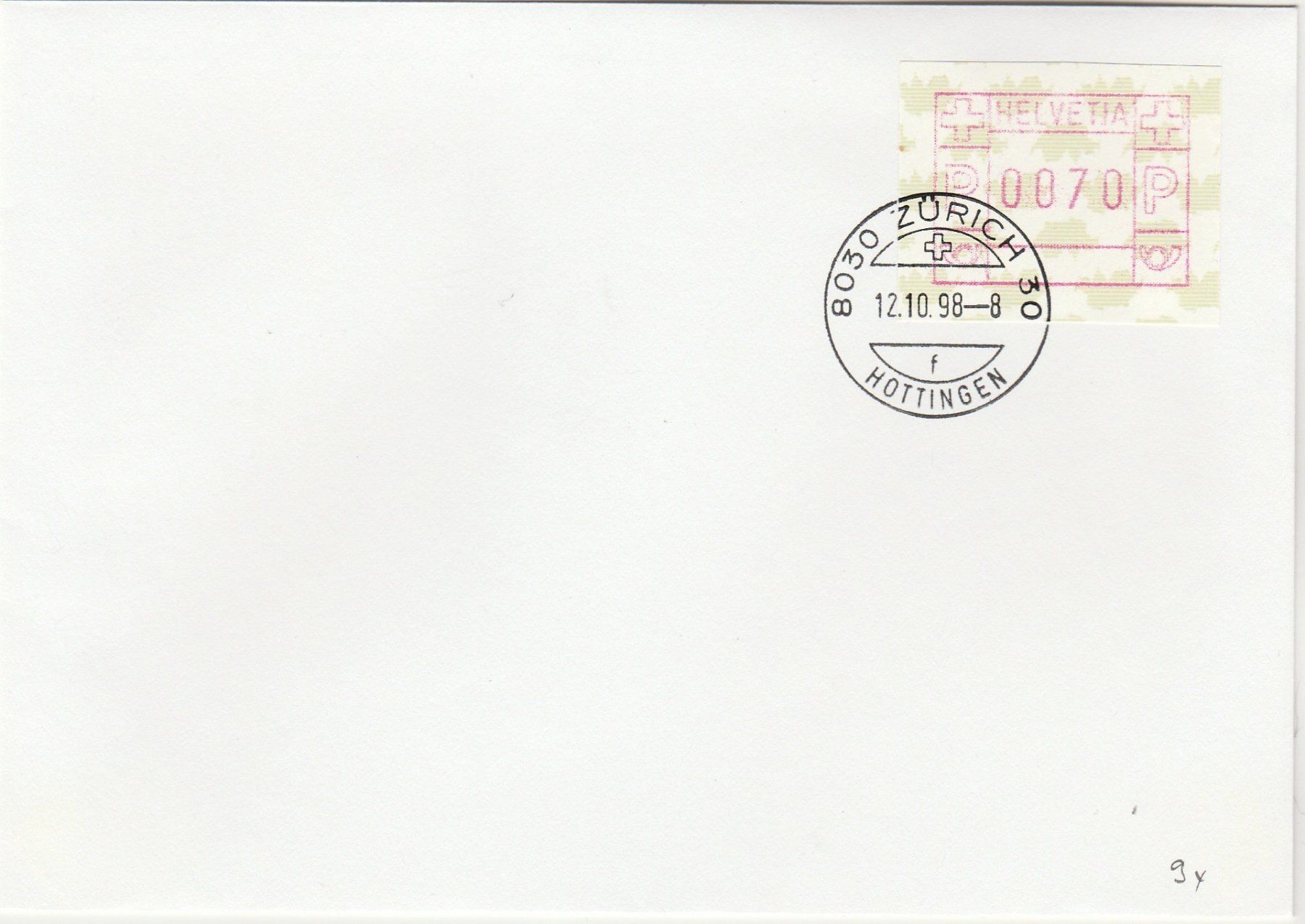 Alle Briefmarken: 9y mit Frühdatum vom 12.10.98 – Gebraucht aus Oberglatt ZH von Wiedmi6