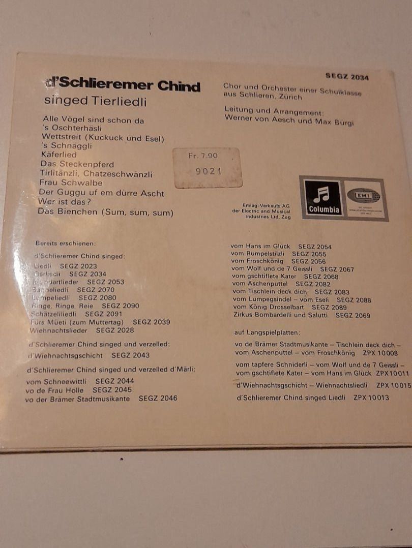 Schallplatten: d'Schlieremer Chind singet Tierliedli – Gebraucht aus St. Gallen von elk2020 2