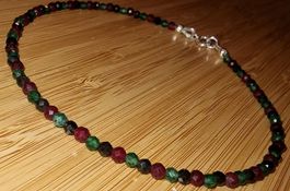 Fusskette facettiert Rubin&Jade&Obsidian 28cm. / Ø 3mm.