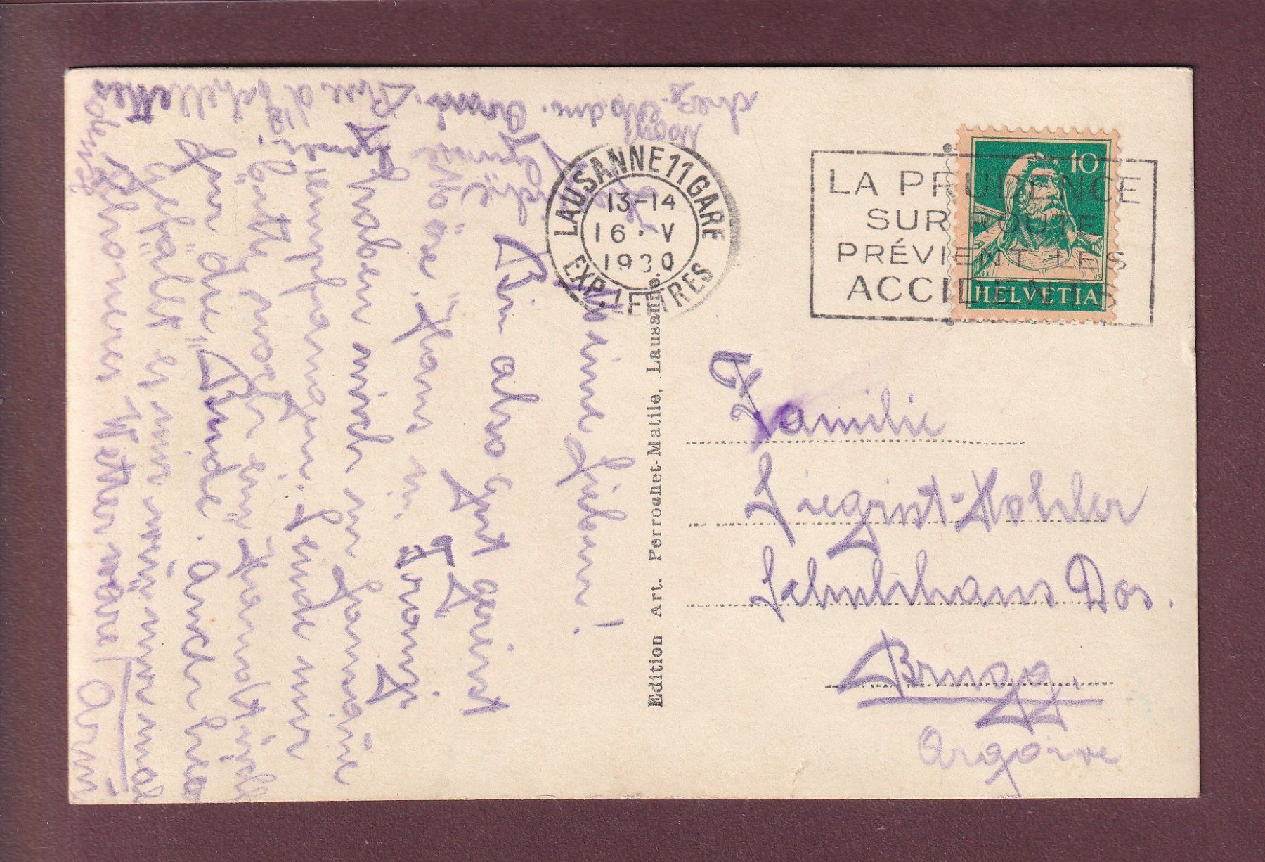 Cartoline postali: LAUSANNE - Vue partielle - 1930 – Usato da Pully venduto da nicecards 1