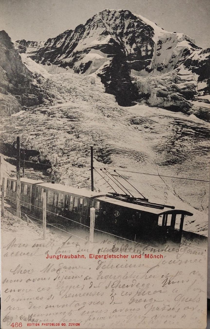 Cartoline postali: JUNGFRAUBAHN - Eigergletscher & Mönch – Usato da Delémont venduto da Domdom1