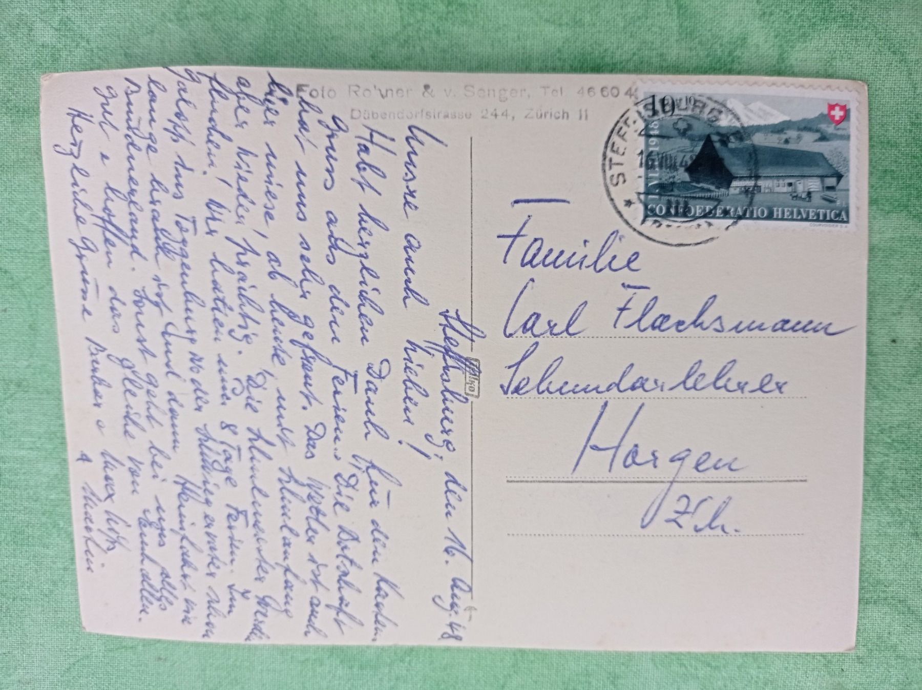 Ansichtskarten: Antike Ansichtskarte Dorf Apotheke Steffisburg 1948 – Gebraucht aus Aadorf von Greg19 1