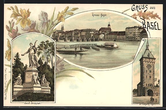 Cartes postales: Litho Basel, Jacob-Denkmal, St. Johann-T – D'occasion à Berlin par bartko-reher
