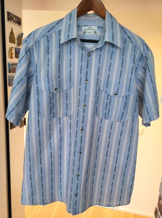 Swiss Farmer Shirt Gr. XL hellblau mit Edelweiss u. Streifen