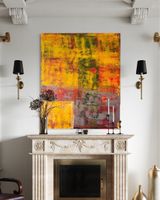 Einzigartiges Herbst-Gemälde, abstrakt, gelb/rot, 120x100 cm