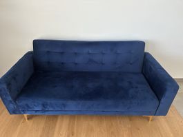 Sofa blau Samt Sitzsofa umfunktionierbar 185cm
