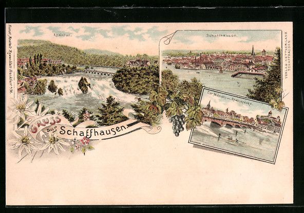 Cartes postales: Litho Schaffhausen, Munoth mit Rheinbr – D'occasion à Berlin par bartko-reher