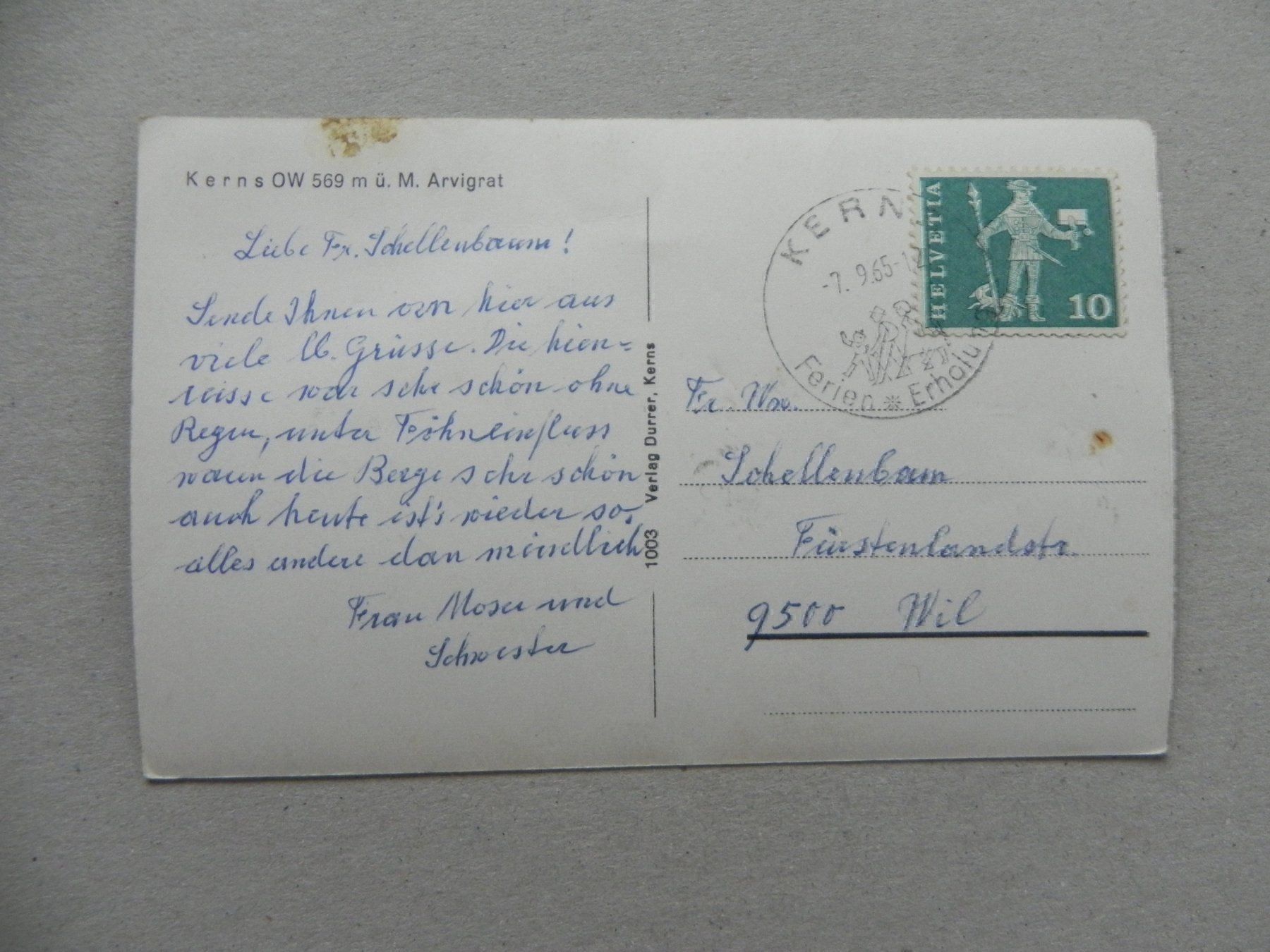 Cartoline postali: Ansichtskarte Kerns OW 1965 Obwalden – Usato da Siebnen venduto da krimsie 1