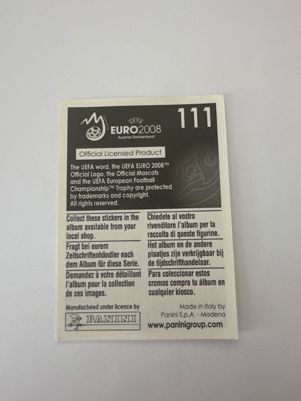 Panini Cartes à collectionner: Panini UEFA EM 2008 Sticker - Nr. 111 – D'occasion à Sulz AG par DealWerk 1