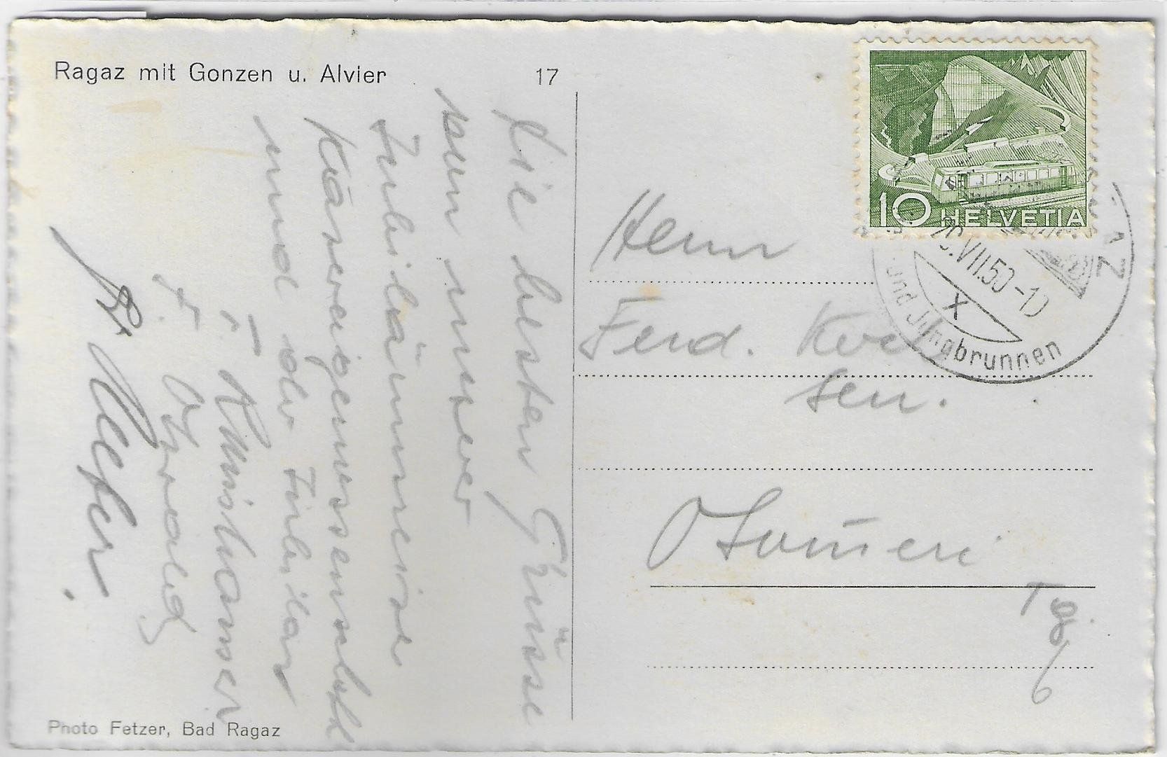 Ansichtskarten: Ragaz mit Gonzen und Alvier – Gebraucht aus Ettingen von Kartenplanet 1