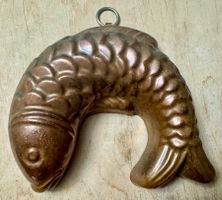 Alte Backform Kupfer FISCH vintage 13 cm