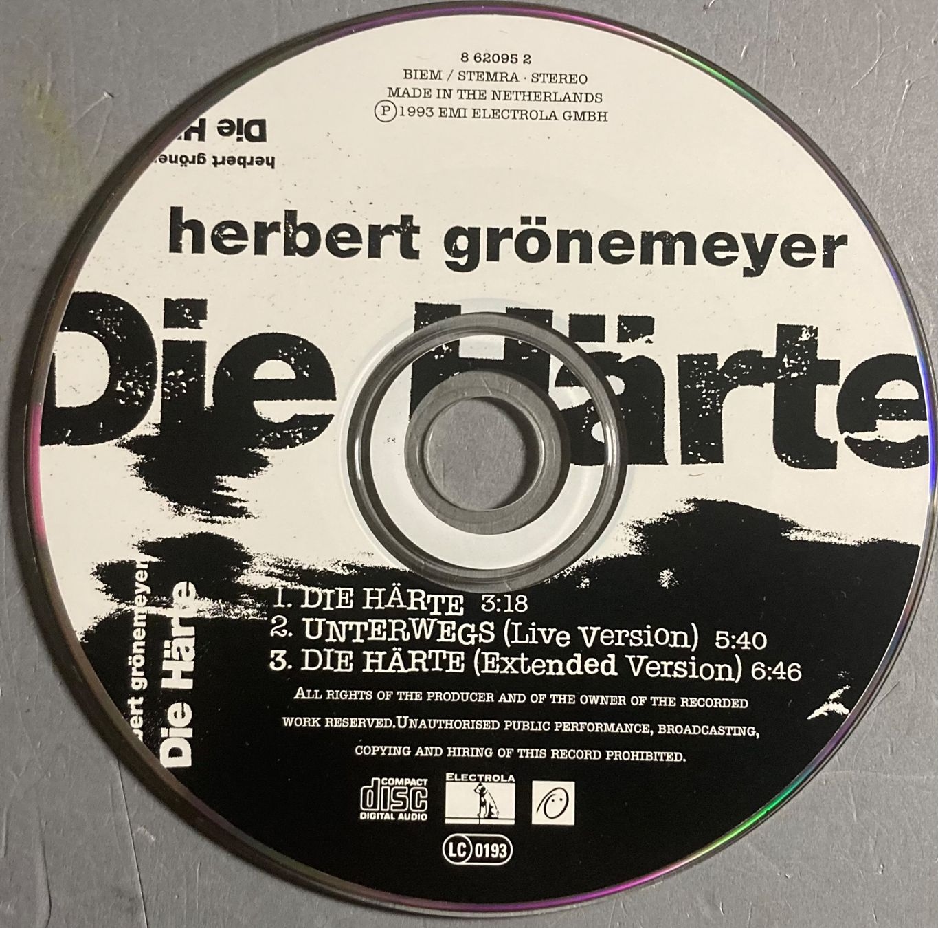 CD: HERBERT GRÖNEMEYER - DIE HÄRTE – Usato da Poliez-Pittet venduto da Newtown-Records 1