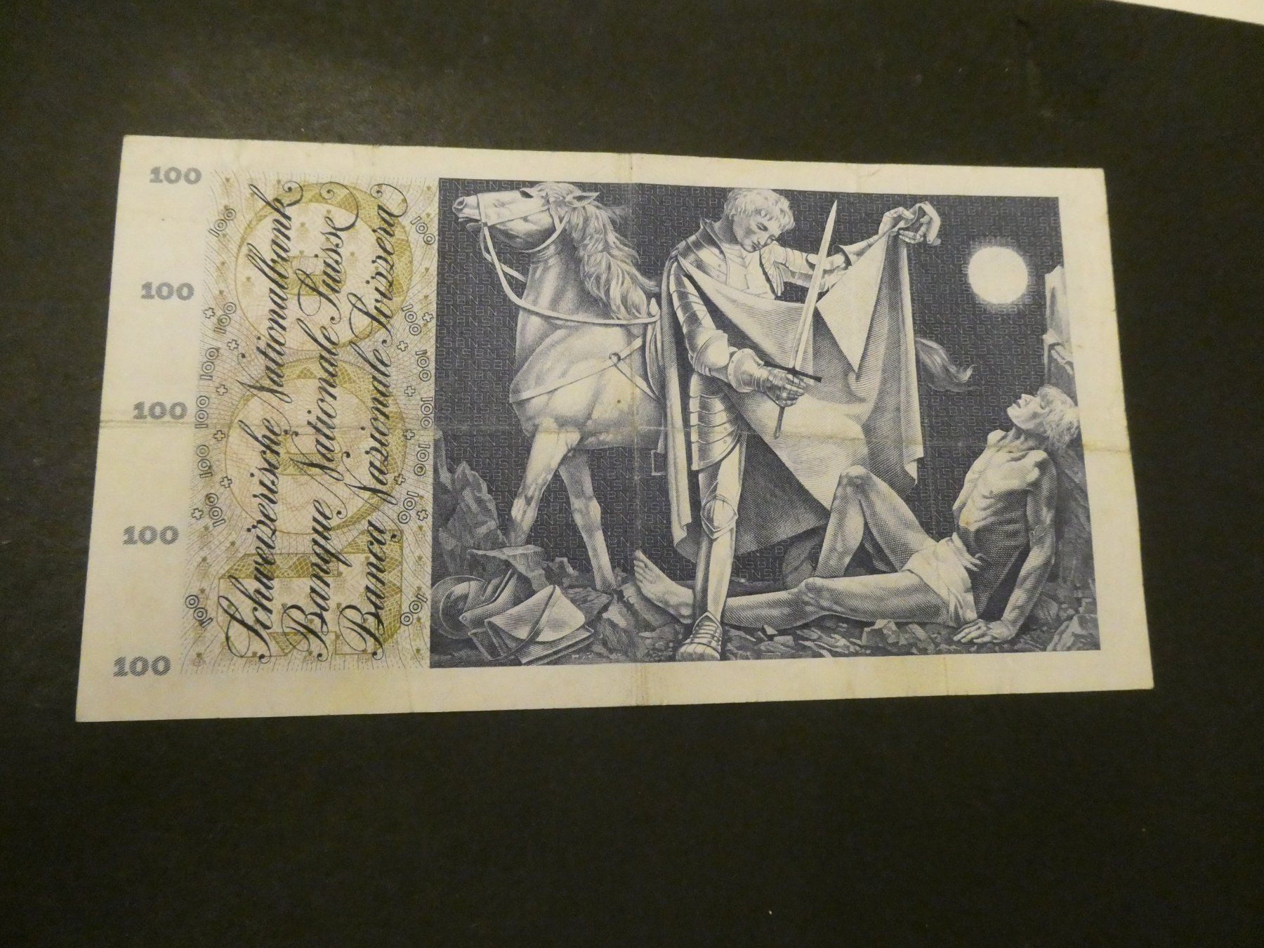 Banknoten: Schweiz 1972, 100 Franken – Gebraucht aus Hinterforst von Rohusri 1