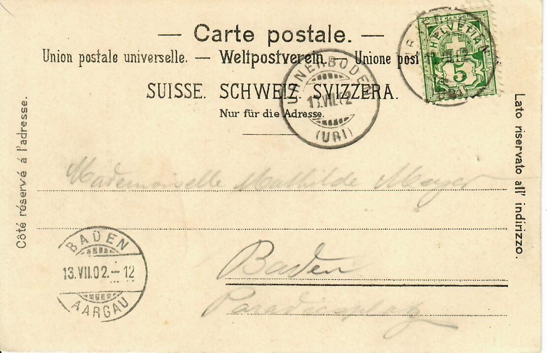 Cartoline postali: Klausenroute  Aesch mit Stäubifall 1902 – Usato da Hochdorf venduto da Ziegel-16 1