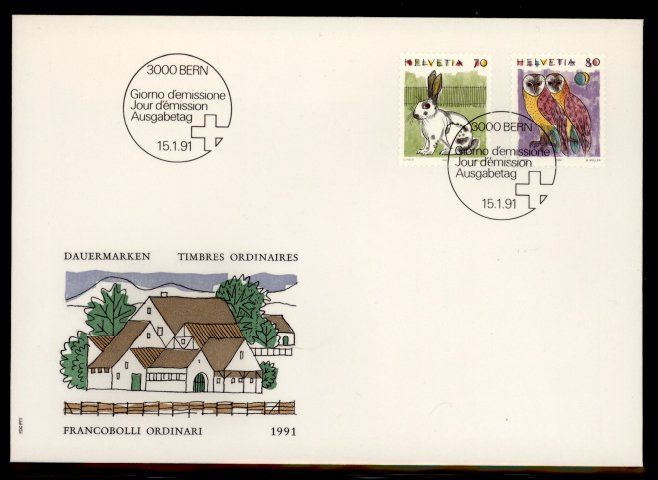 Tutti i francobolli: 1991, FDC, Tiere (Nr. 791, 792) – Usato da Willisau venduto da Vollstempel