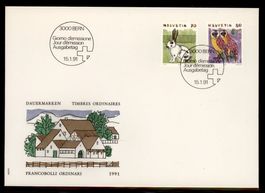 1991, FDC, Tiere (Nr. 791, 792)