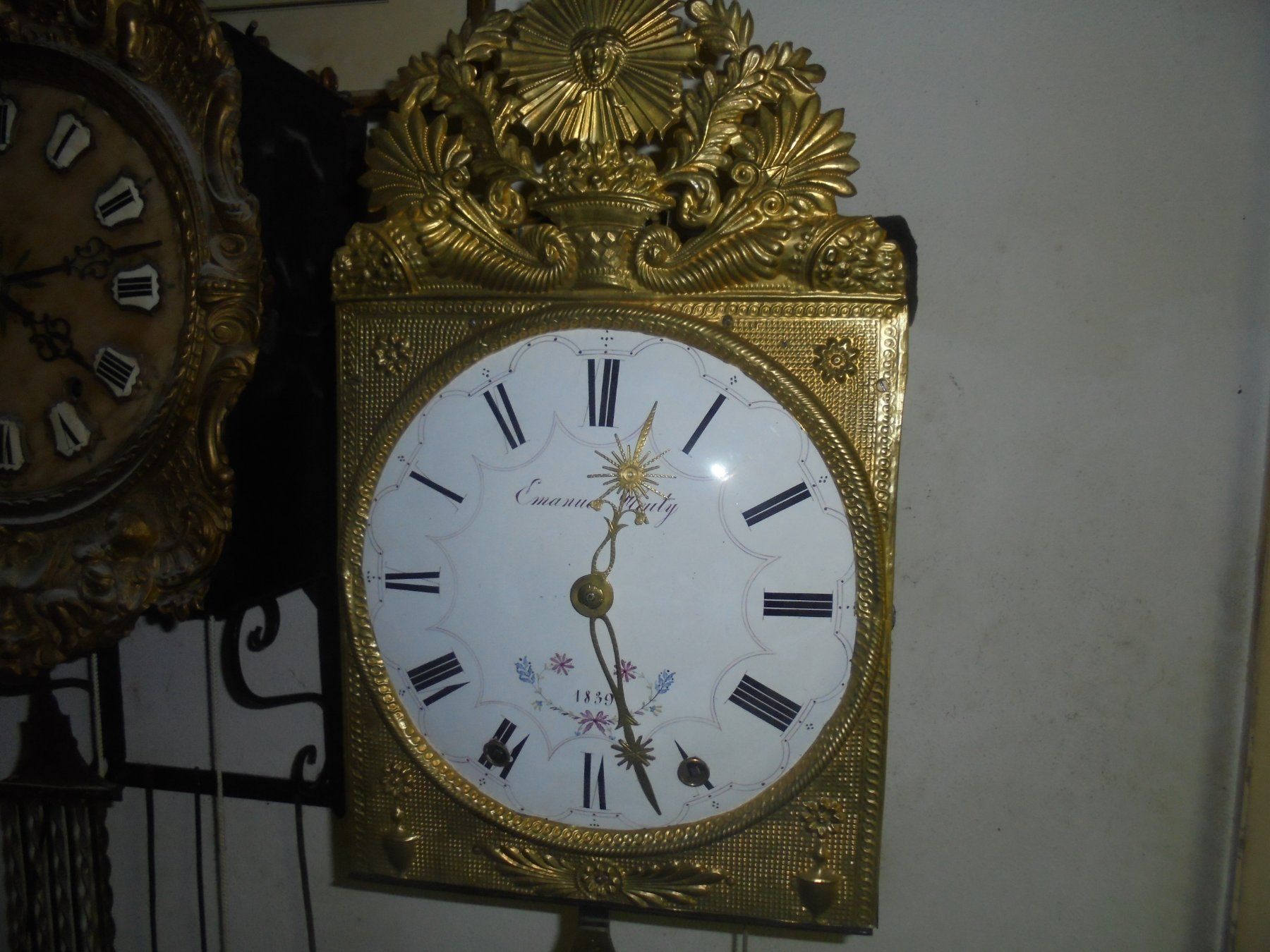 Orologi da terra & Orologi da parete: Seltene, antike Comtois mit Scherengang= Regulator ca 1840 – Usato da Camorino venduto da Hunpete