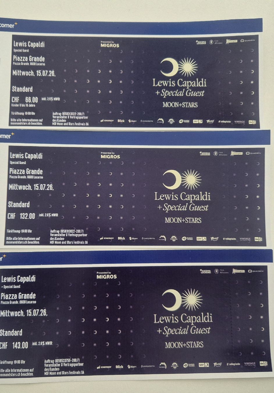 Biglietti: Moon+Stars Locarno 15.07.26 – Nuovo e nell'imballaggio originale da Weinfelden venduto da ele_57l7